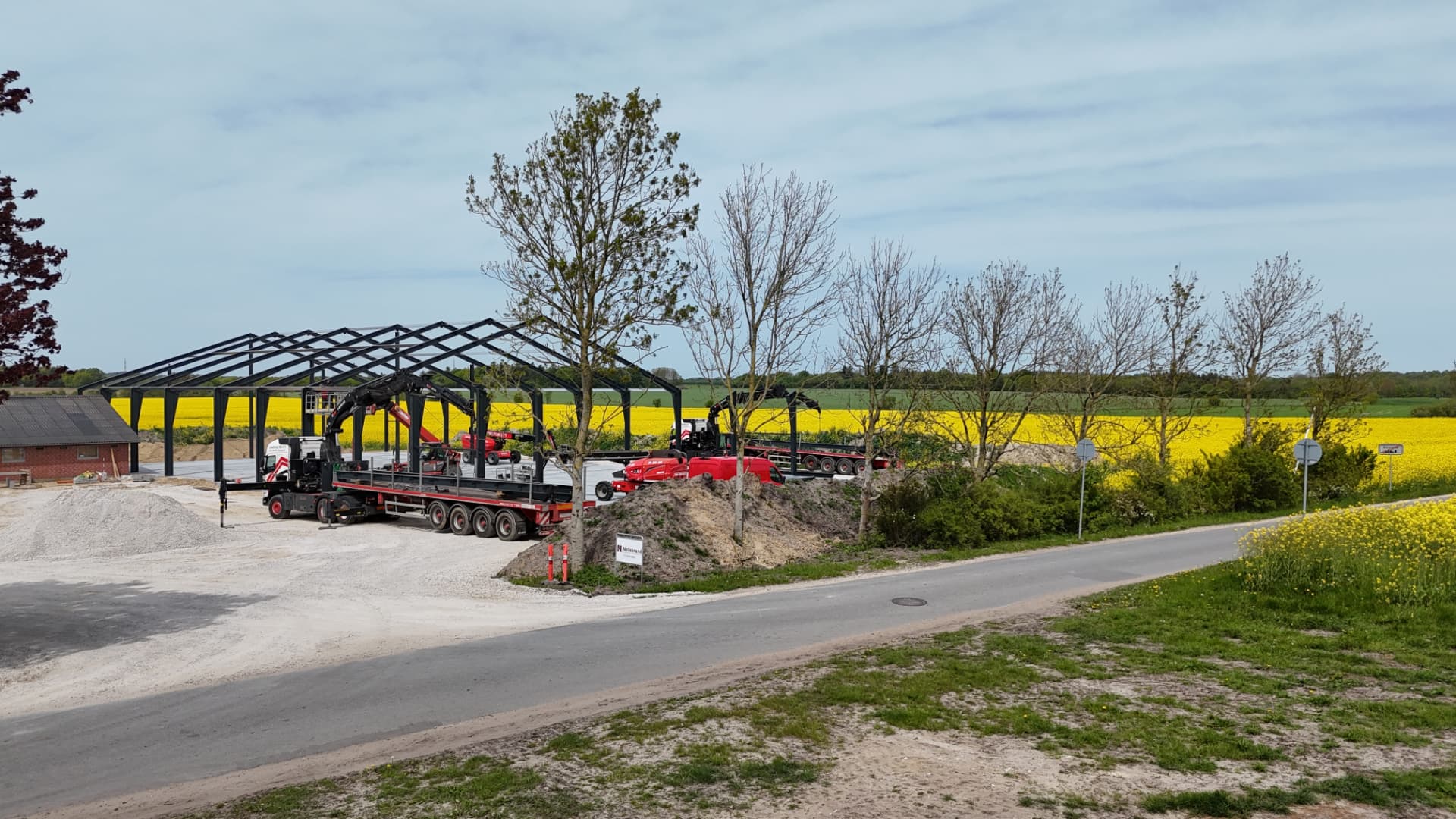 Dronefoto lige ned over fundamentet på kartoffelhuset i Aggersund